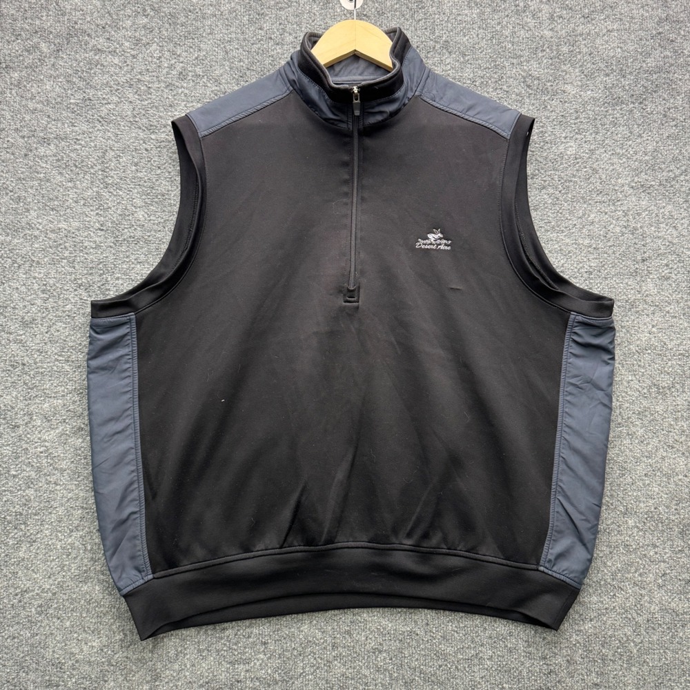 Page & Tuttle 1/4 Zip Golf Vest Mens XL Black Gray Sleeveless Outdoor Athletic